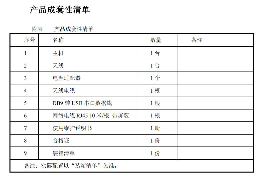 北斗三号指挥机产品成套性清单