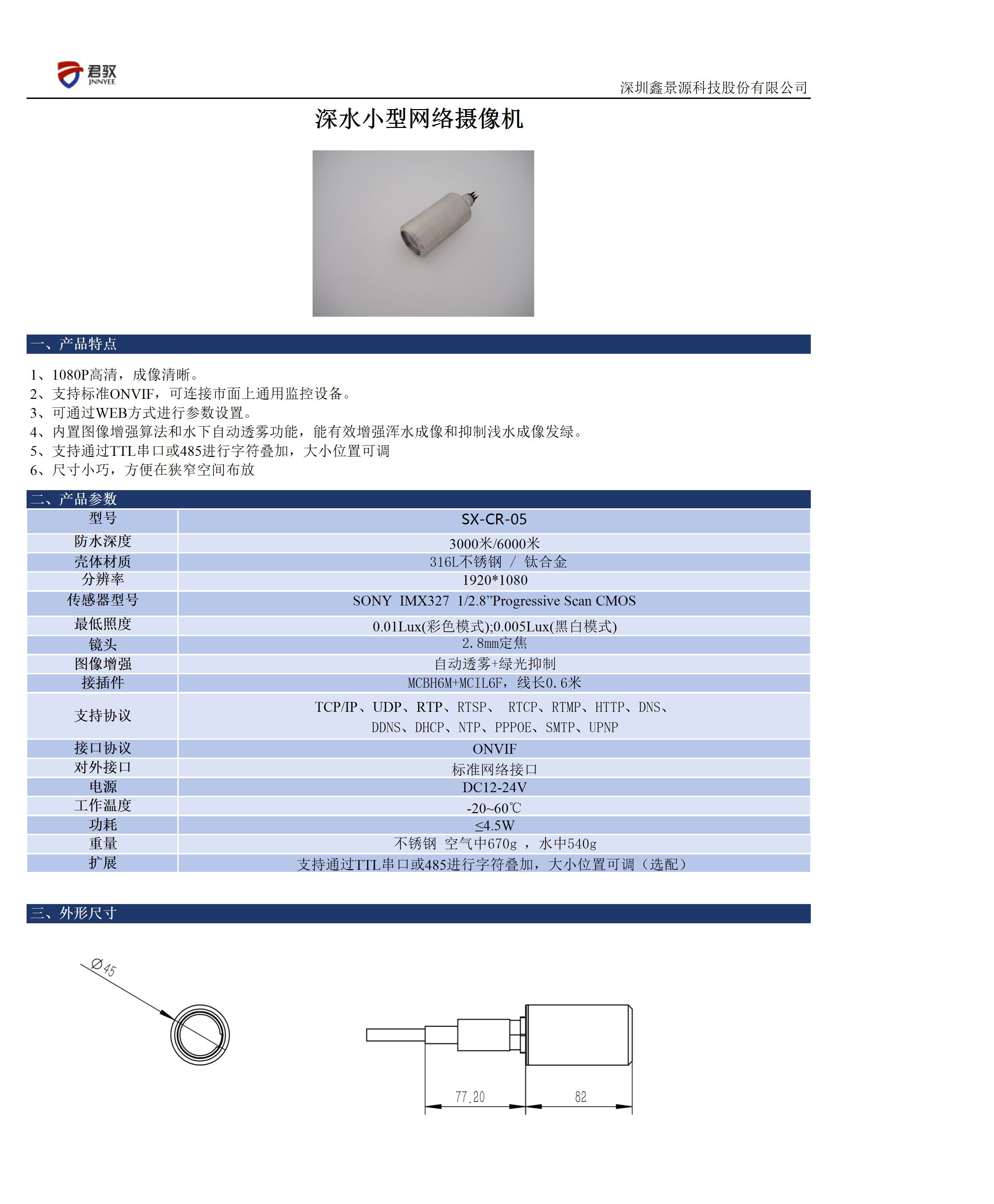 6000米水下摄像头参数