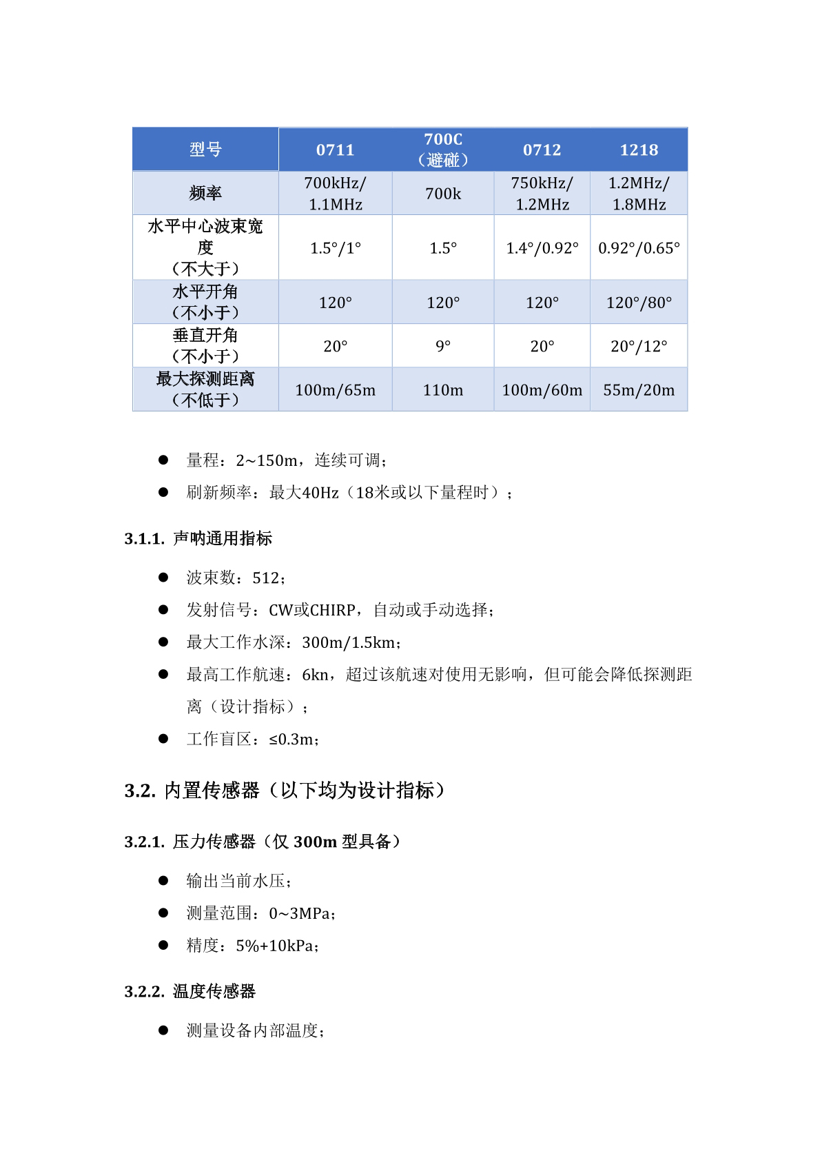 微型前视声呐参数2
